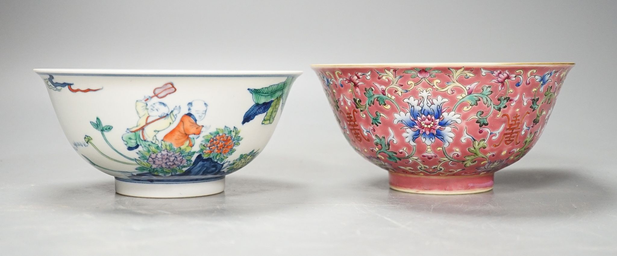 Two Chinese porcelain bowls, largest 15cm diameter
